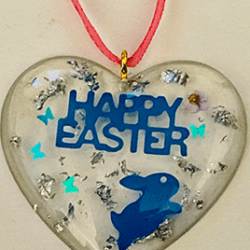 Easter Heart Decoration Blue Lettering