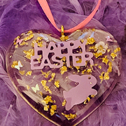 Easter Heart Decoration Purple Lettering