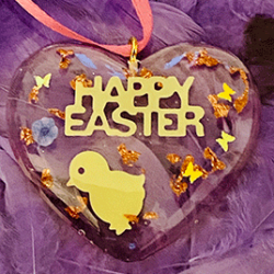 Easter Heart Decoration Yellow Lettering