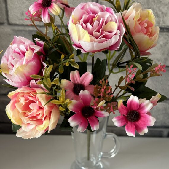 Bright Pink & Cream Artificial Flowers