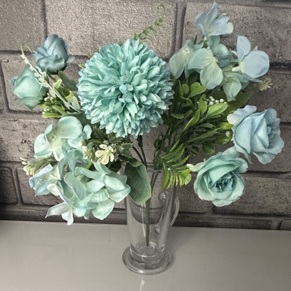 Artificial Light Blue Flowers Rose Silk Bouquet