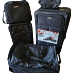 New Luggage Set of 5, - Large 4 360 Wheel Suitcase, Cabin Bag, Holdall/Duffall, Shoulder Bag, Toilet Bag.