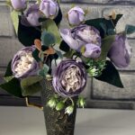 Artificial Flowers Peony Bouquet Purple & Cream