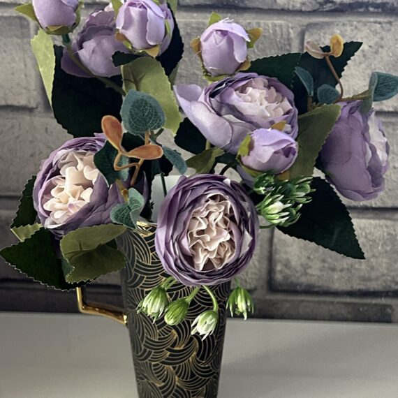 Artificial Flowers Peony Bouquet Purple & Cream