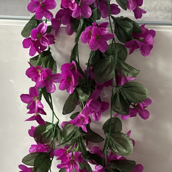 Artificial Violet Hanging Flower Vines Bright Purple