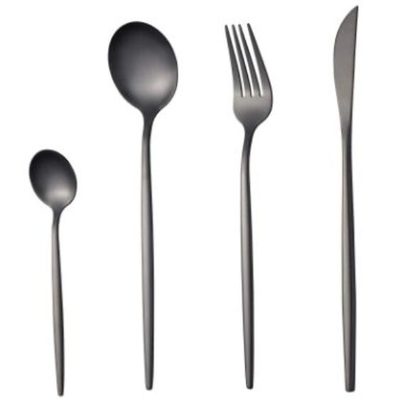 Black 24 Piece Cutlery Set, 4 Place Settings Brand New