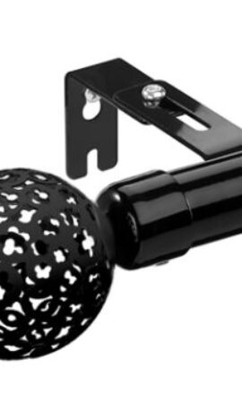 Black Gloss Curtain Pole with Hollow Ball Finials Adjustable up to 163cm New 25mm Diameter