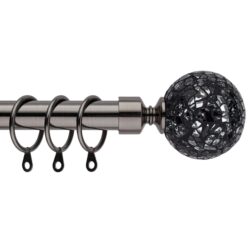 Black Nickel Curtain Pole with Mirror Mosaic Finials Adjustable 70-120cm New