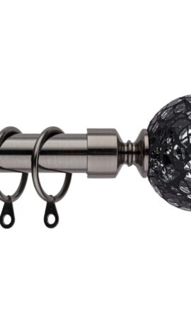 Black Nickel Curtain Pole with Mirror Mosaic Finials Adjustable 70-120cm New