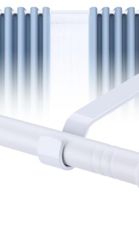 White Curtain Pole with Flared Finials Adjustable up to approx. 163cm long. 16mm Diameter New