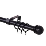 WL.Rocaille Black Curtain Pole Ball Finial Extendable Curtain Pole 16/19mm Diameter 70-120cm New