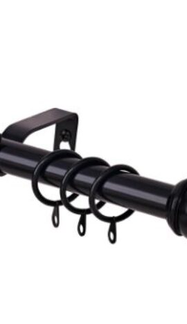 WL.Rocaille Black Curtain Pole Ball Finial Extendable Curtain Pole 16/19mm Diameter 70-120cm New
